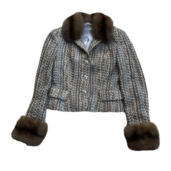 PEGGY JENNINGS vintage 2PC tweed suit with fur cuffs/collar, size 2. Never worn - Picture 4 of 11